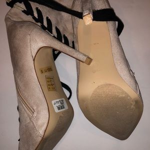 Pink Lace-up heel boots